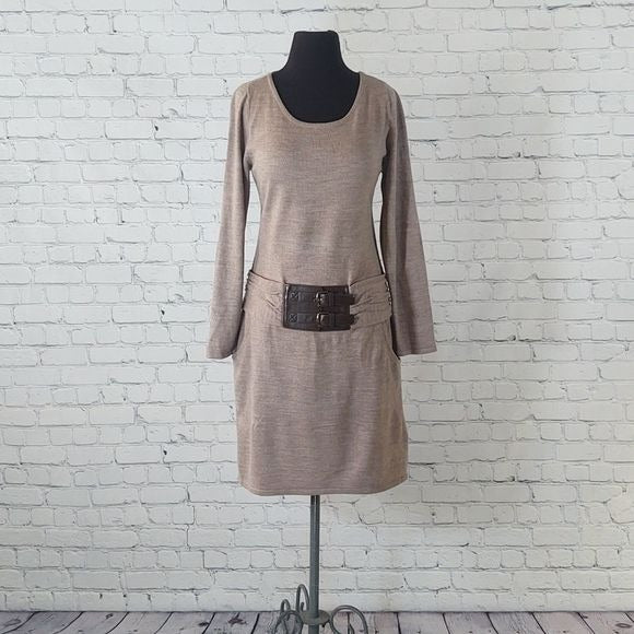 New York & Company Size M Belted Sweater Dress