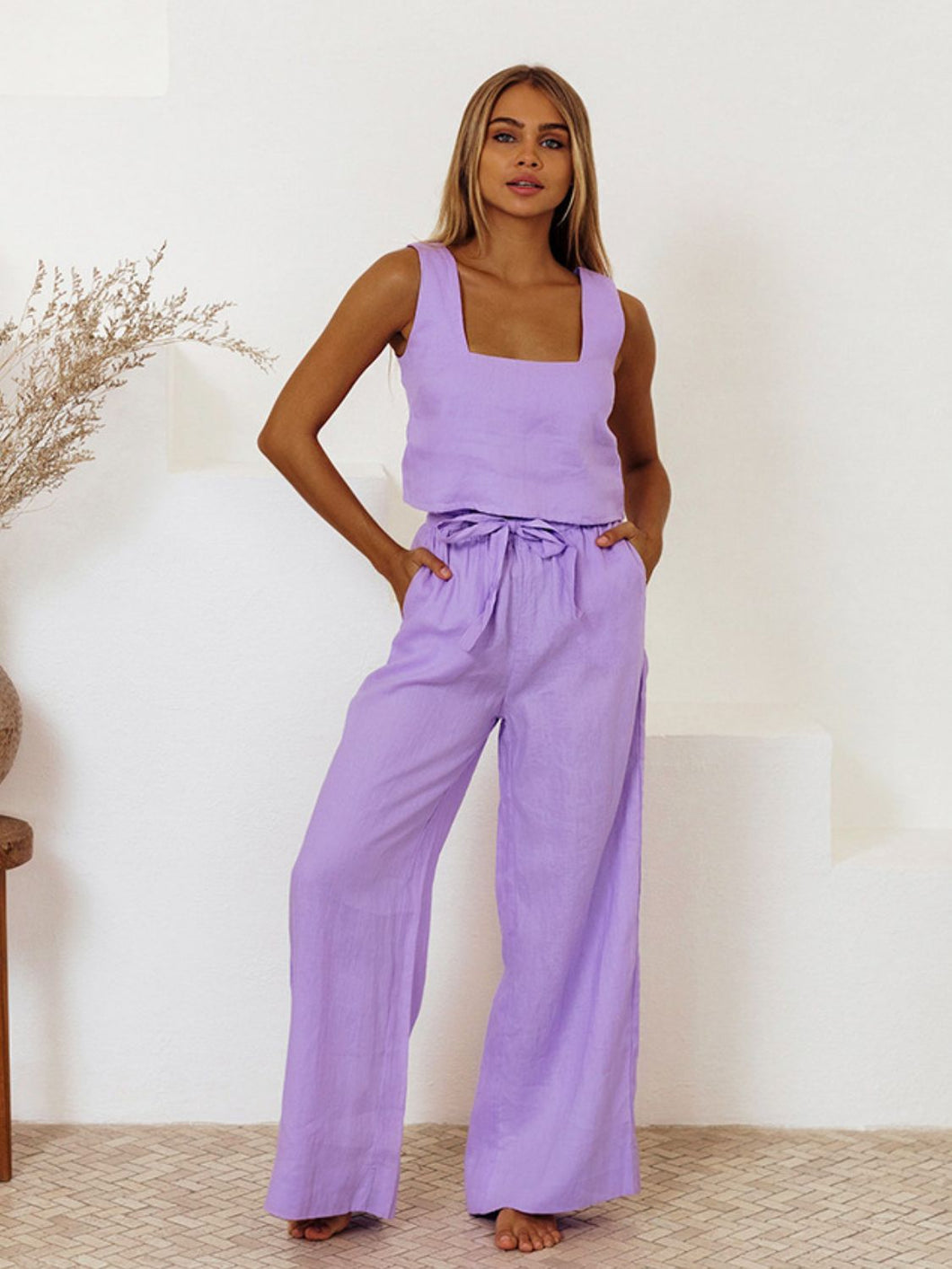 Set - BBPro Square Neck Sleeveless Pants Set