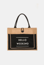 Load image into Gallery viewer, Bag - Fame Hello Weekend Burlap Tote Bag
