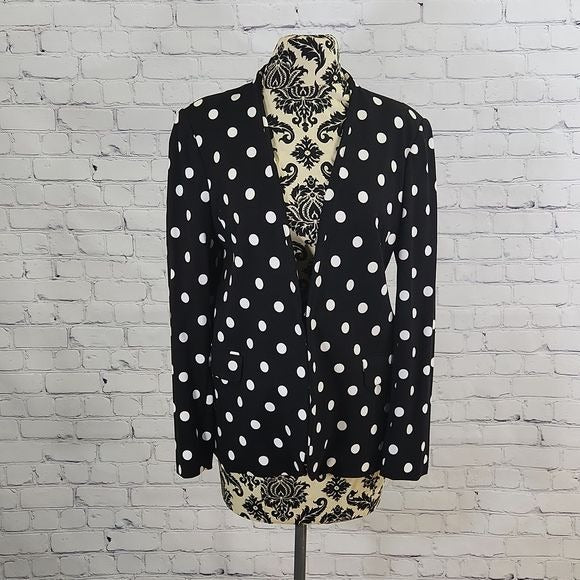 Versona Size Medium Black and White Polkadot Blazer