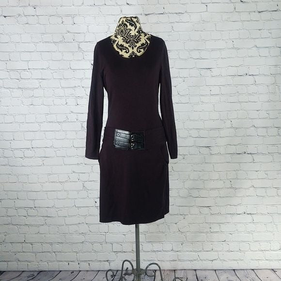 New York & Company Size Medium Black Belted Sweater Dress