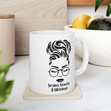 Load image into Gallery viewer, Brains, Beauty and Blessings Ceramic Mug, (11oz, 15oz)
