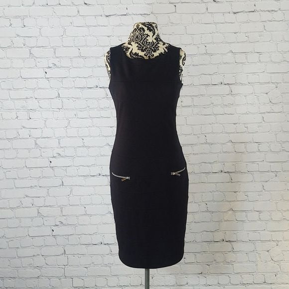 Adrienne Vittadini Size 10 Sleeveless Black Sheath Dress