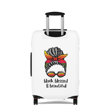 Load image into Gallery viewer, Black Blessed, and Beautiful Luggage Cover
