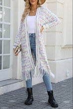 Load image into Gallery viewer, Top - Multicolored Open Front Fringe Hem Cardigan - 6 Color Options
