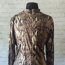 Load image into Gallery viewer, Size Large Mock Neck Reptile Print Dress with 2 Side Splits
