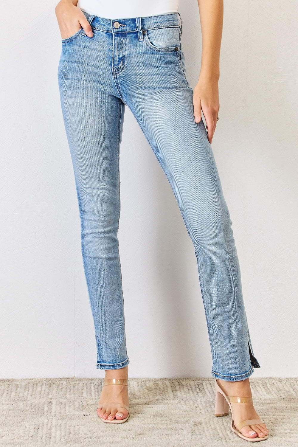 Jeans/Pants - Kancan Mid Rise Y2K Slit Bootcut Jeans