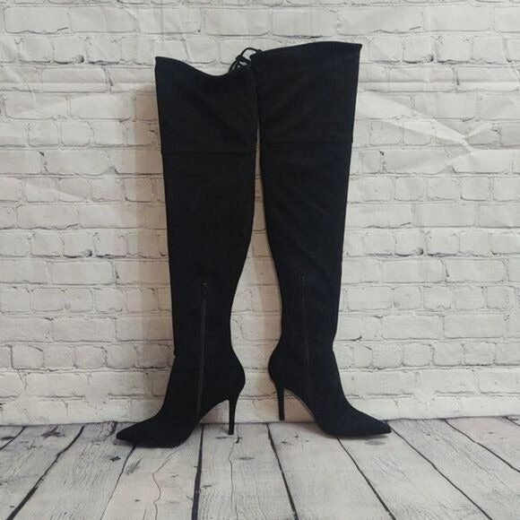 Aldo Size 9 Asteille Over the Knee Suede Boots Mid Night Black The Bougie Broke Professional