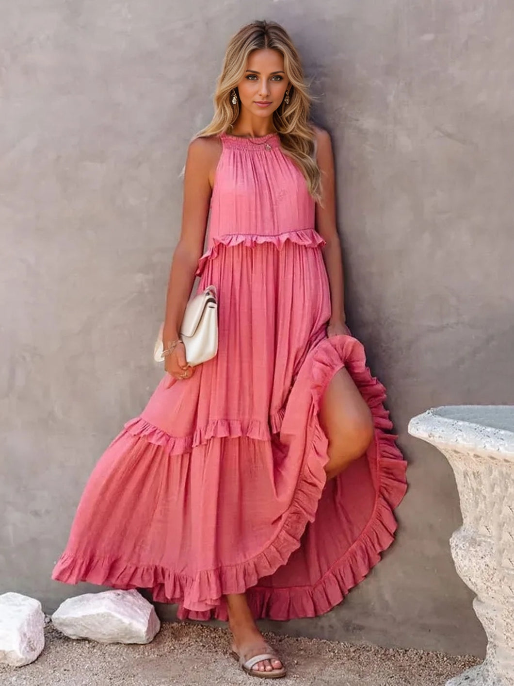 Dress - BBPro Ruffled Tiered Maxi Dress with Pockets