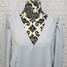 Load image into Gallery viewer, Express Solid Puff Sleeve Puritan Gray V-Neck Blouse- XL
