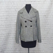 Load image into Gallery viewer, Banana Republic Black and White Herringbone Tweed Coat
