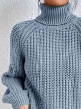 Load image into Gallery viewer, Top - Rib-Knit Slit Turtleneck - 12 Color Options

