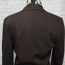 Load image into Gallery viewer, Ann Taylor Size 6 Brown and Light Blue Pinstripe Blazer
