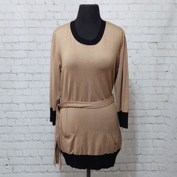 New York and Company Size Large Belted Tunic Sweater