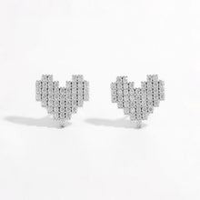 Load image into Gallery viewer, Jewelry - Sterling Silver Inlaid Zircon Heart Stud Earrings
