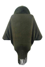 Load image into Gallery viewer, Top -Fringe Detail Long Sleeve Ribbed Poncho - 6 Color Options
