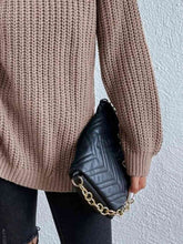 Load image into Gallery viewer, Top - Rib-Knit Slit Turtleneck - 12 Color Options
