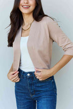 Load image into Gallery viewer, Top - 3/4 Sleeve Cropped Cardigan in Khaki
