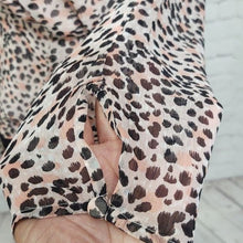 Load image into Gallery viewer, Express Leopard Pink Print Faux Wrap Peplum Blouse- L

