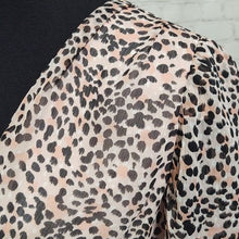 Load image into Gallery viewer, Express Leopard Pink Print Faux Wrap Peplum Blouse- L
