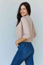 Load image into Gallery viewer, Top - 3/4 Sleeve Cropped Cardigan in Khaki
