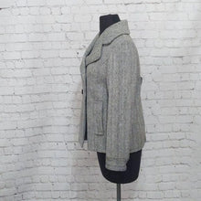 Load image into Gallery viewer, Banana Republic Black and White Herringbone Tweed Coat
