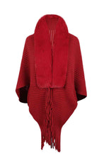 Load image into Gallery viewer, Top -Fringe Detail Long Sleeve Ribbed Poncho - 6 Color Options
