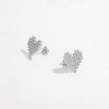 Load image into Gallery viewer, Jewelry - Sterling Silver Inlaid Zircon Heart Stud Earrings
