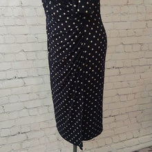 Load image into Gallery viewer, Connected Apparel Size 10 Navy Blue Polka Dot Wrap Dress
