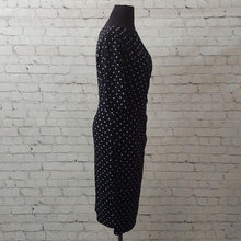 Load image into Gallery viewer, Connected Apparel Size 10 Navy Blue Polka Dot Wrap Dress

