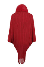 Load image into Gallery viewer, Top -Fringe Detail Long Sleeve Ribbed Poncho - 6 Color Options

