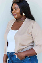 Load image into Gallery viewer, Top - 3/4 Sleeve Cropped Cardigan in Khaki
