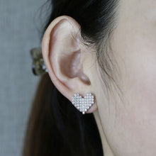 Load image into Gallery viewer, Jewelry - Sterling Silver Inlaid Zircon Heart Stud Earrings

