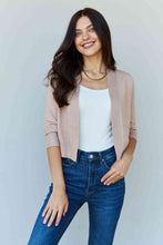 Load image into Gallery viewer, Top - 3/4 Sleeve Cropped Cardigan in Khaki
