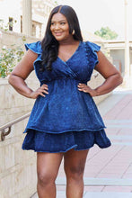 Load image into Gallery viewer, White Birch The Right Track Full Size Short Flutter Sleeve Mini Dress
