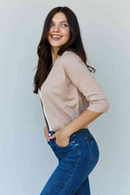 Load image into Gallery viewer, Top - 3/4 Sleeve Cropped Cardigan in Khaki
