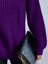 Load image into Gallery viewer, Top - Rib-Knit Slit Turtleneck - 12 Color Options
