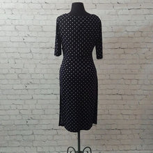 Load image into Gallery viewer, Connected Apparel Size 10 Navy Blue Polka Dot Wrap Dress
