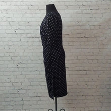 Load image into Gallery viewer, Connected Apparel Size 10 Navy Blue Polka Dot Wrap Dress
