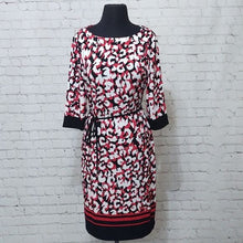 Load image into Gallery viewer, Liz Claiborne Size Medium Black, Red and White 3/4 Sleeve Shift Dress

