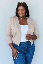 Load image into Gallery viewer, Top - 3/4 Sleeve Cropped Cardigan in Khaki
