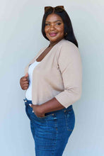 Load image into Gallery viewer, Top - 3/4 Sleeve Cropped Cardigan in Khaki
