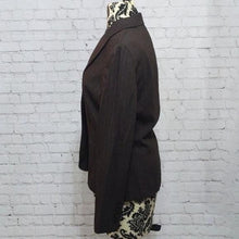 Load image into Gallery viewer, Ann Taylor Size 6 Brown and Light Blue Pinstripe Blazer
