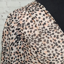Load image into Gallery viewer, Express Leopard Pink Print Faux Wrap Peplum Blouse- L
