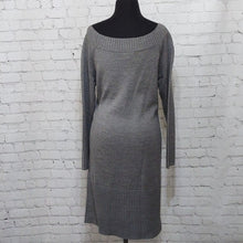 Load image into Gallery viewer, Grey Off Shoulder 3/4 Sleeve Sweater Dress
